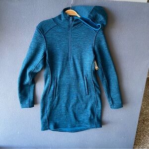 Title Nine Rainer Teal Zip-Up Hoodie Dress